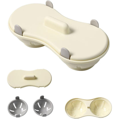 Double Layer Microwave Egg Cooker and Poached Egg Steamer - Beige