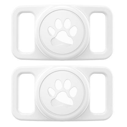 2PCS Waterproof Silicone Dog Collar Holder for Apple AirTag White