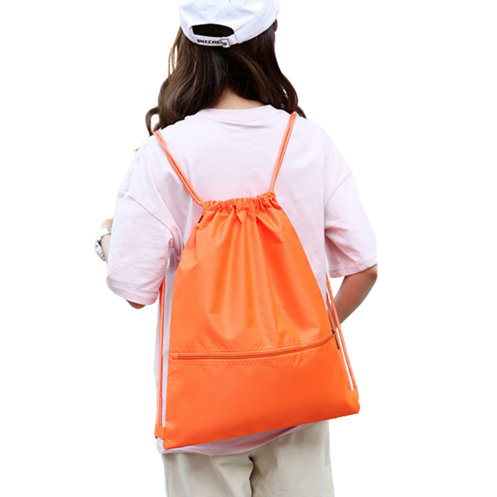 Drawstring Backpack Bag Portable Gym Backpack - Orange