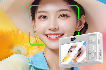 4K Digital Camera 2.4 Inch  1080P 48MP Entry Level Students Camera with 8 Times Zoom Built-in Music Games for Teens Christmas Gift-White