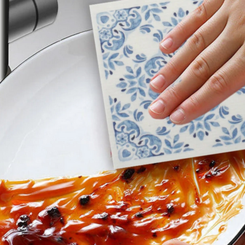 6Pcs Super Absorbent Reusable Kitchen Dishcloths Biodegradable Towels Style 1