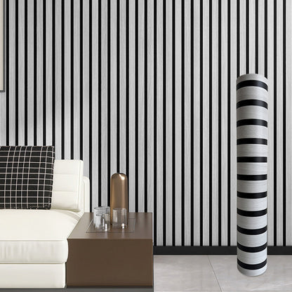2 Pieces PVC Slat Wall Panel with Faux Engineered Wood Grain - Silver