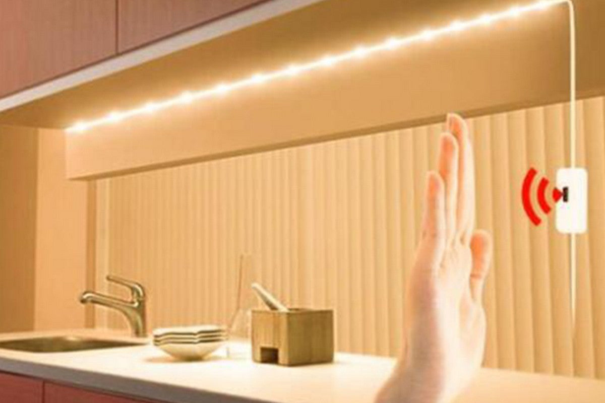 2pcs USB LED Strip Light Touch Switch Hand Sweep Cabinet Kitchen Lights Fairy Light-Warm White