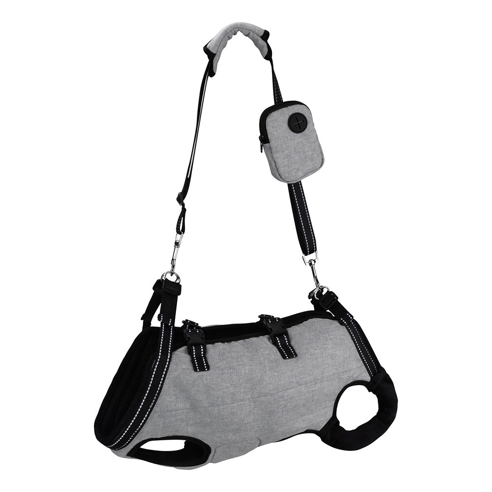 Pet Sling Carrier Bag Dog Puppy Lift Harness Vest Travel Tote Shoulder Bag -Grey