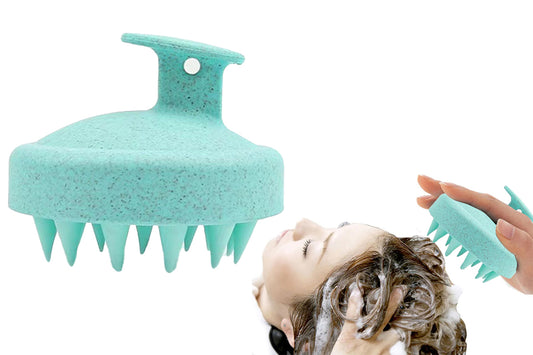 Scalp Massager Shampoo Brush Plastic Shower Head Dandruff Comb shampoo exfoliator-Green