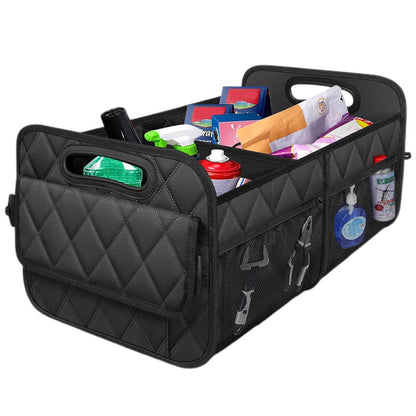 55L Foldable Car Trunk Organzier 6-Pocket Storage Box for Home Car Office Black