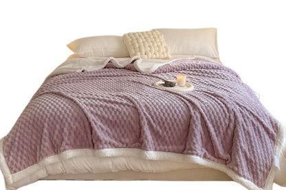 Fluffy Fleece Comforter Soft Warm Winter Jacquard Throw Blanket for Couch Bed -Purple