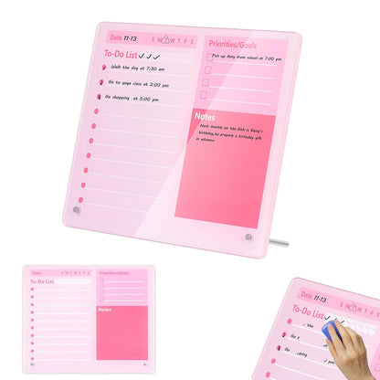 Thick Acrylic Dry Erase Board for Desk Planner with Stand-Pink