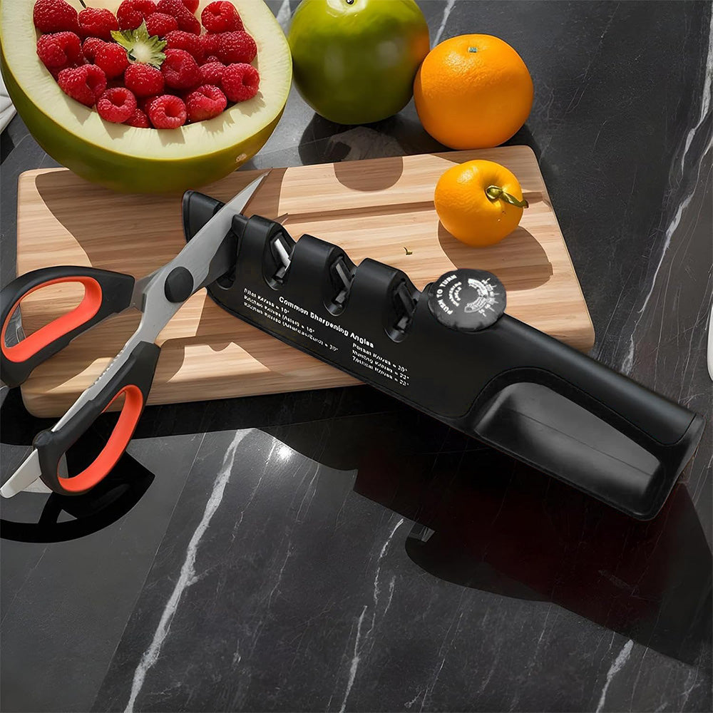 4 In 1 Scissors Sharpener Tool Knife Sharpeners With 6 Adjustable Angle For Kitchen Black