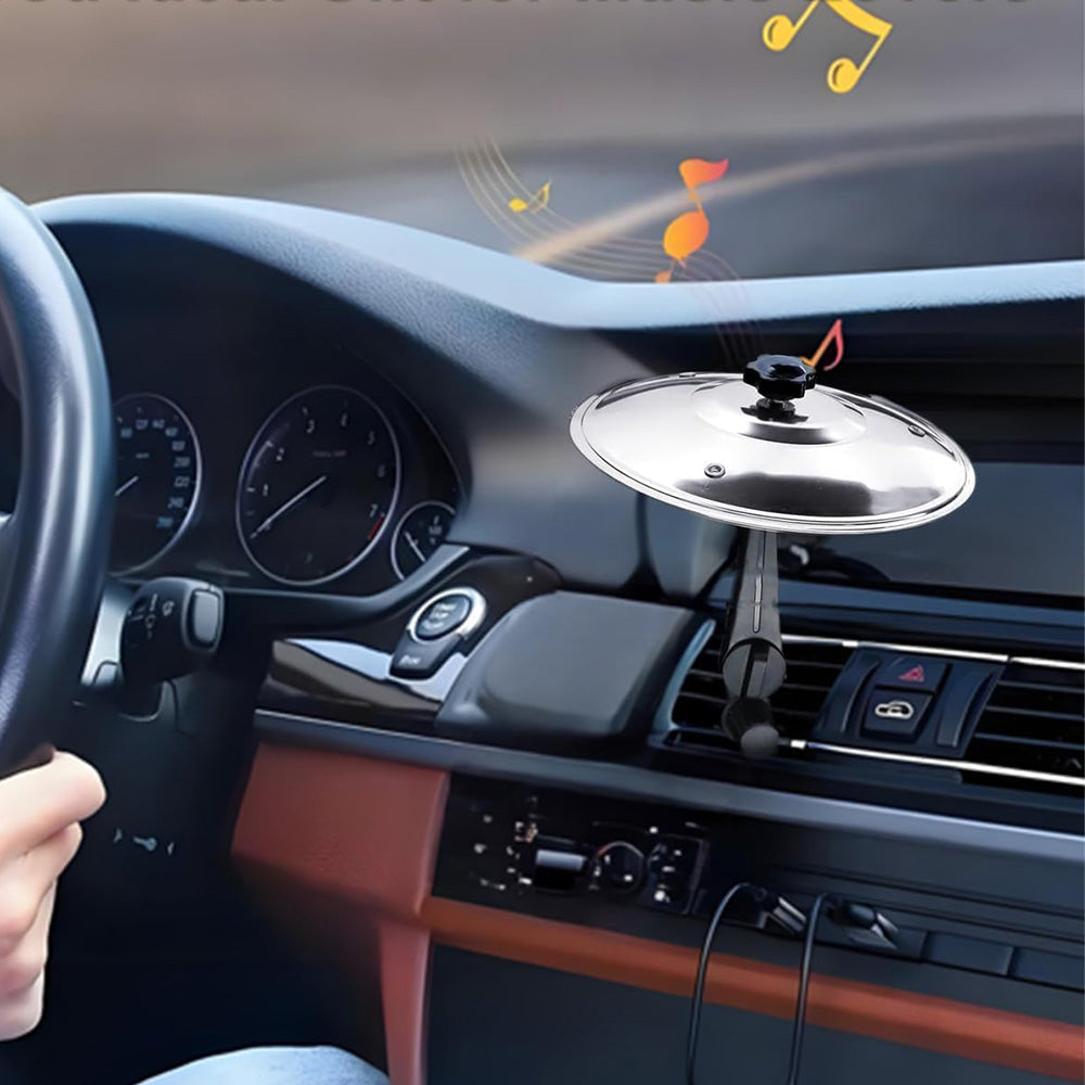 Car Air Vent Mini Drum Cymbal Set with Drum Stick Musical Silver