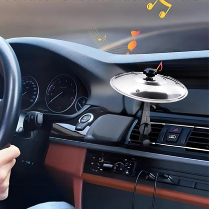 Car Air Vent Mini Drum Cymbal Set with Drum Stick Musical Silver