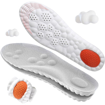 Pair of 4D Cloud-Soft Comfort Soles Cushioning Arch Support Insoles Grey
