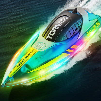 Remote Control Boat with Color LED Lights for Pool Lake - Blue