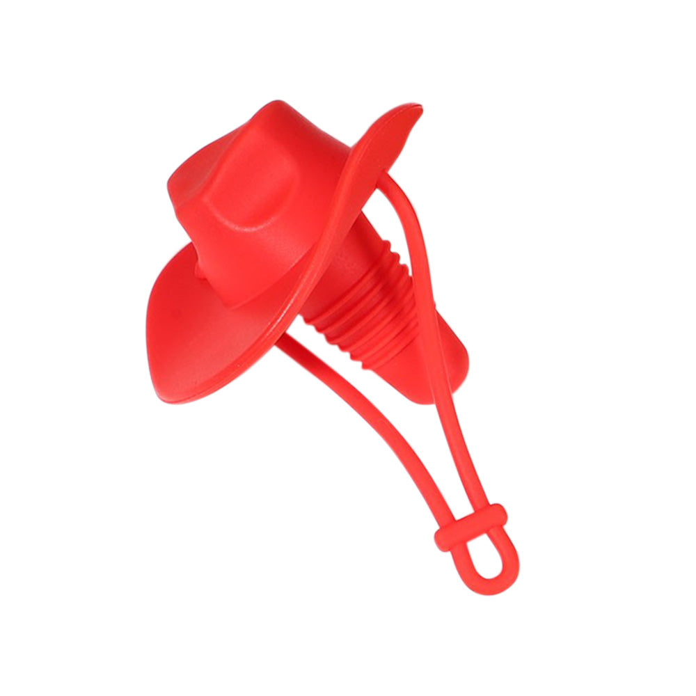 Western Cowboy Hat Silicone Wine Bottle Stopper Champagne Sealer -Red