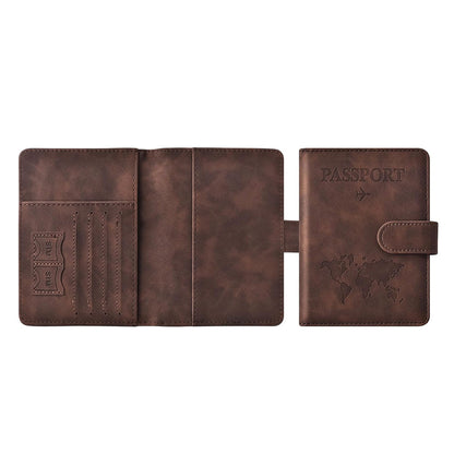 Passport Holder RFID Blocking Leather Cover Wallet With Magnetic Closure For Travel Essentials-Coffee