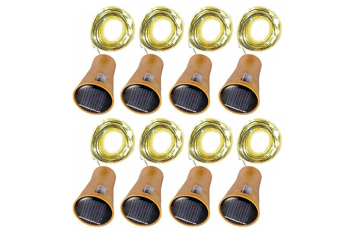 8Pcs 2m Solar Wine Bottle Light 20 LED Solar Cork String Light Fairy Light Wire Light