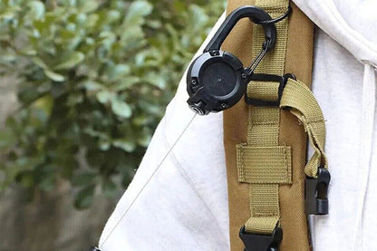 Retractable Keychain Carabiner Badge Holder - Black