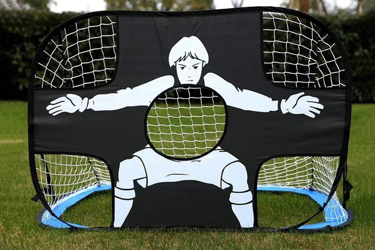 2-in-1 Portable Foldable Soccer Goal with Detachable Target-Blue