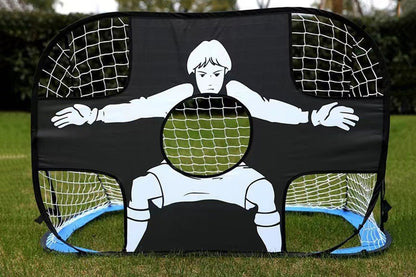 2-in-1 Portable Foldable Soccer Goal with Detachable Target-Blue