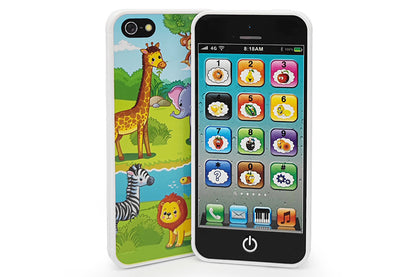 Learning Toy Play Cell Phone with 8 Functions and Dazzling Lights Interactive Toy for  Boys Girls-Black