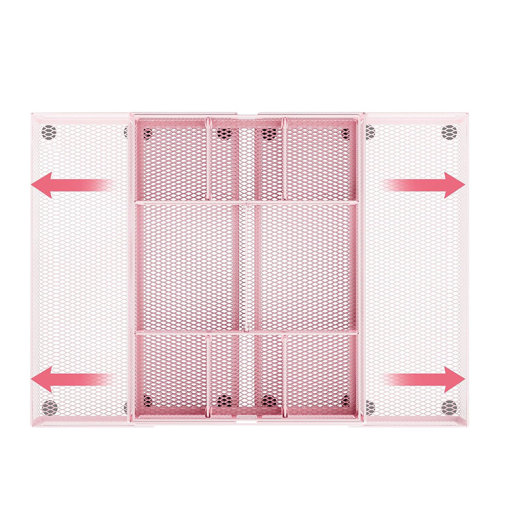 Expandable Desktop Drawer Organizer with Adjustable Dividers - Pink
