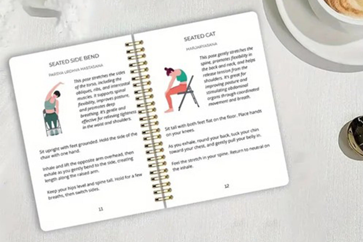 Chair Yoga Notebook for Seniors Wellness Exercises - White