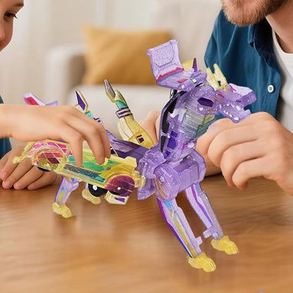 Collision Dinosaur Car Toy Magnetized Vehicles Transform into Dinosaurs for Kids Purple