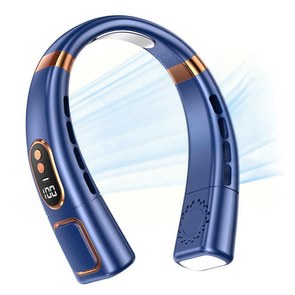 Neck Air Conditioner Wearable Personal Fan with Cooling Plate and Adjustable Airflow Blue