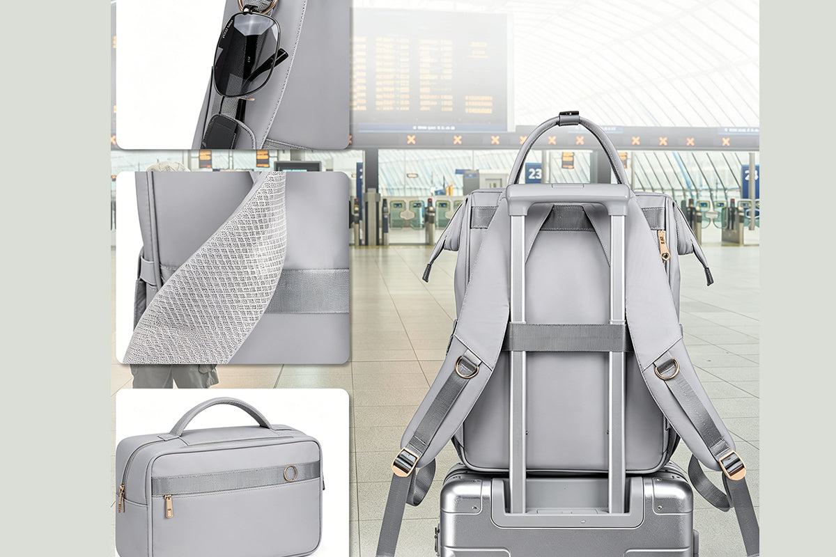 2-in-1 Laptop Lunch Backpack - Grey