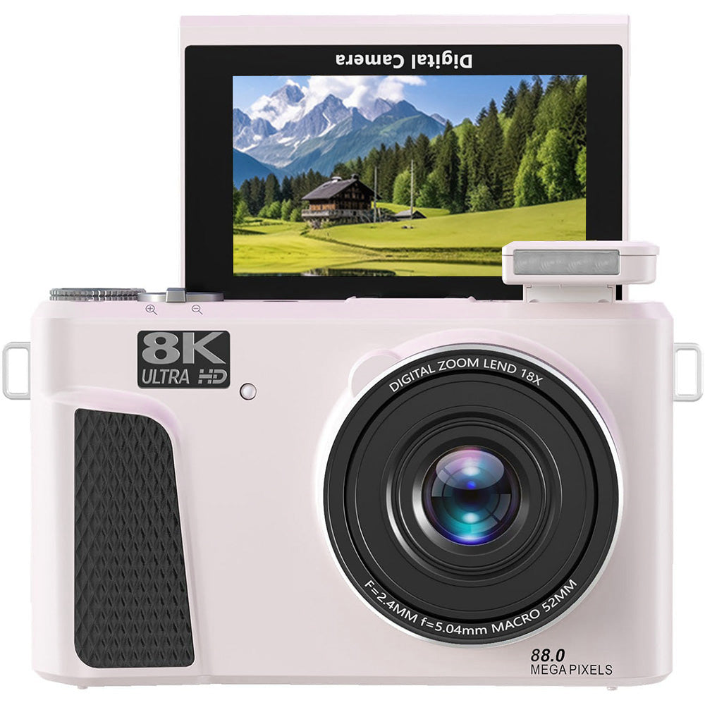 8K Digital Camera with Flip Screen and Remote Control-Pink