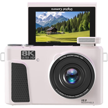 8K Digital Camera with Flip Screen and Remote Control-Pink