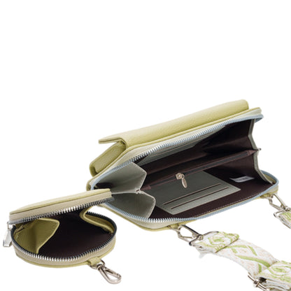 2Pcs Set PU Leather Trendy Bags Woman Travel  Cross Body Bag with Coin Pouch Green
