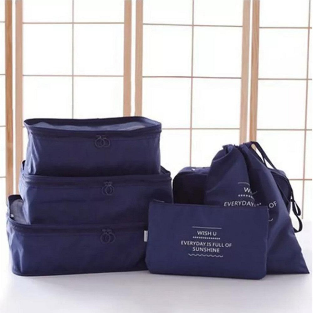 6Pcs/set Travel Storage Bag Organizer -Navy