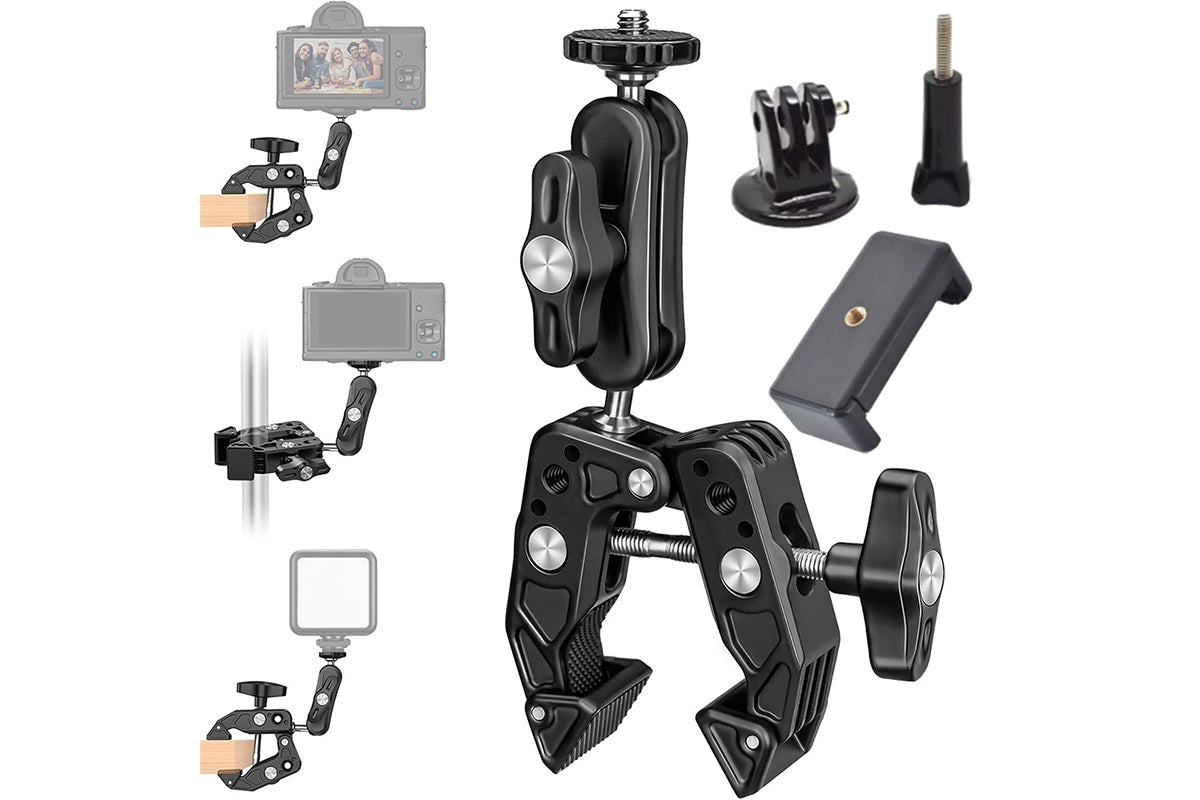2Pcs Super Clamp Camera Clamp Mount Monitor With Action Camera Adapter Phone Clamp Mount