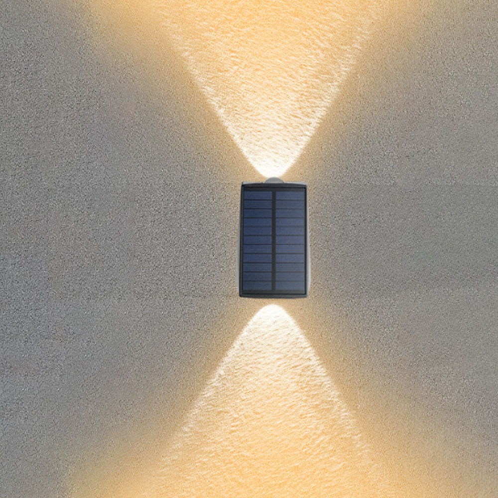 2Pcs Solar Wall Lights Outdoor Up and Down Sconce Lights for Garden Patio Garage Porch Warm