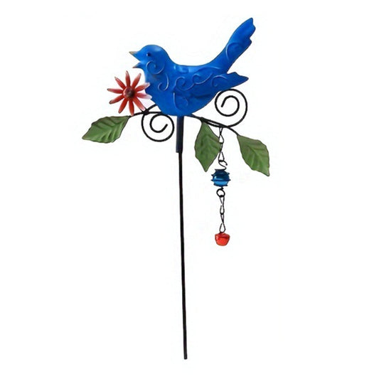 Metal Decorative Birds Stakes Patio Ornaments Garden Yard Lawn Art Decor Blue