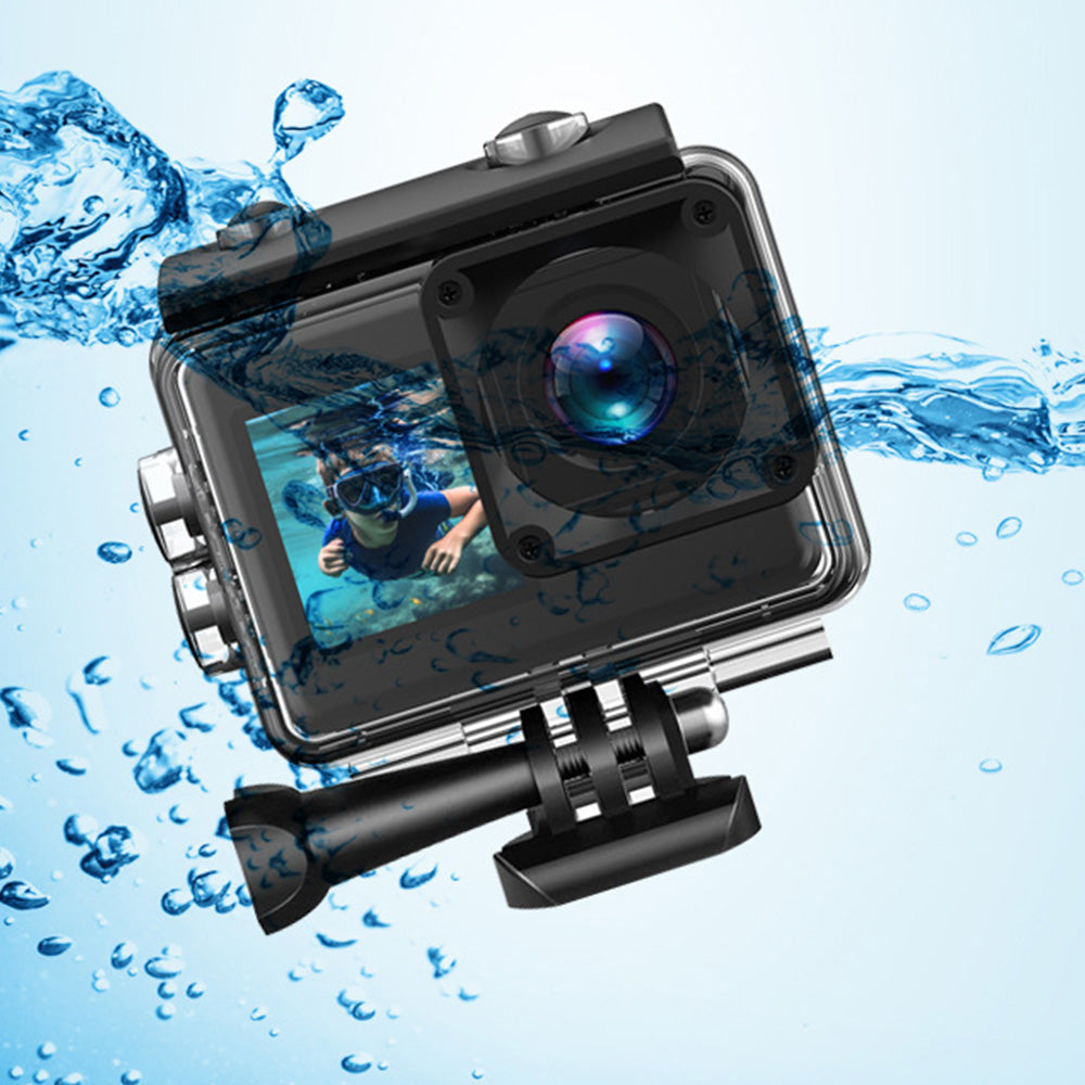 8K 30FPS Action Camera with Waterproof Case Dual Screens and EIS Stabilization