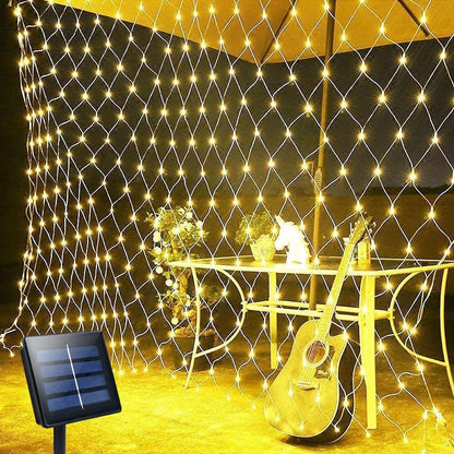 Net Lights Solar Power LED String Lights Christmas Mesh Light for Outdoor Bedroom Decoration-Yellow
