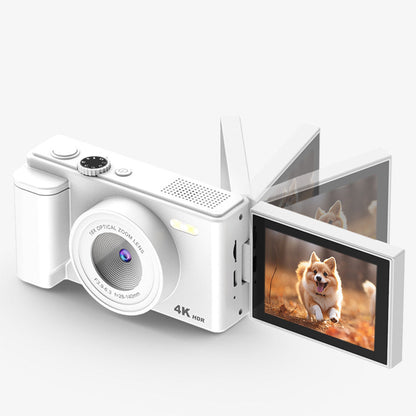 4K Digital Camera with Flip Screen and Autofocus for Vlogging and Photography Beginners White