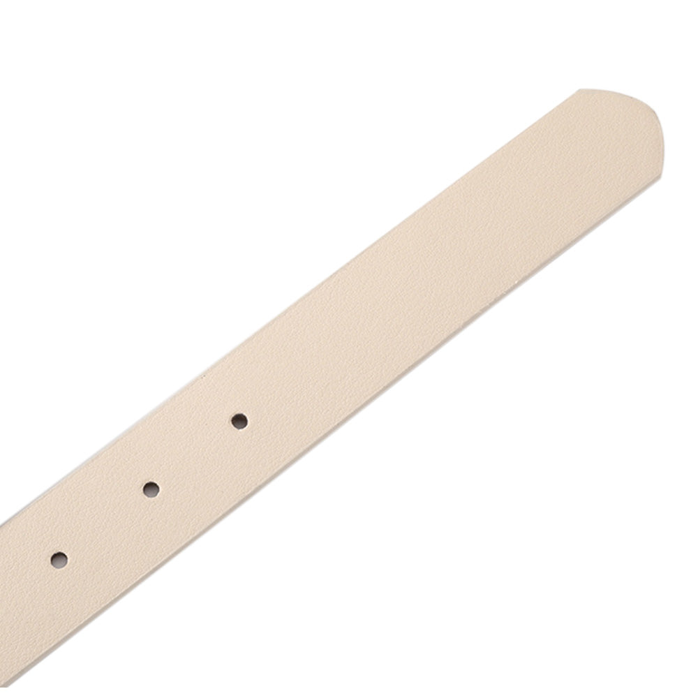 Women PU Leather Waist Belt Gold Pin Buckle Casual Belt for Jeans Dress-Beige