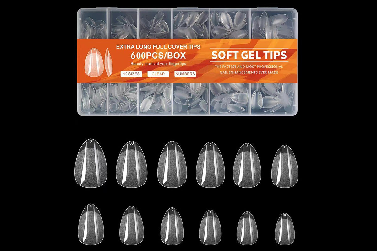 600Pcs Acrylic Fake Nails Tips Pre-Shaped Half Matte Clear Press On Nails For Extension-Short water drop
