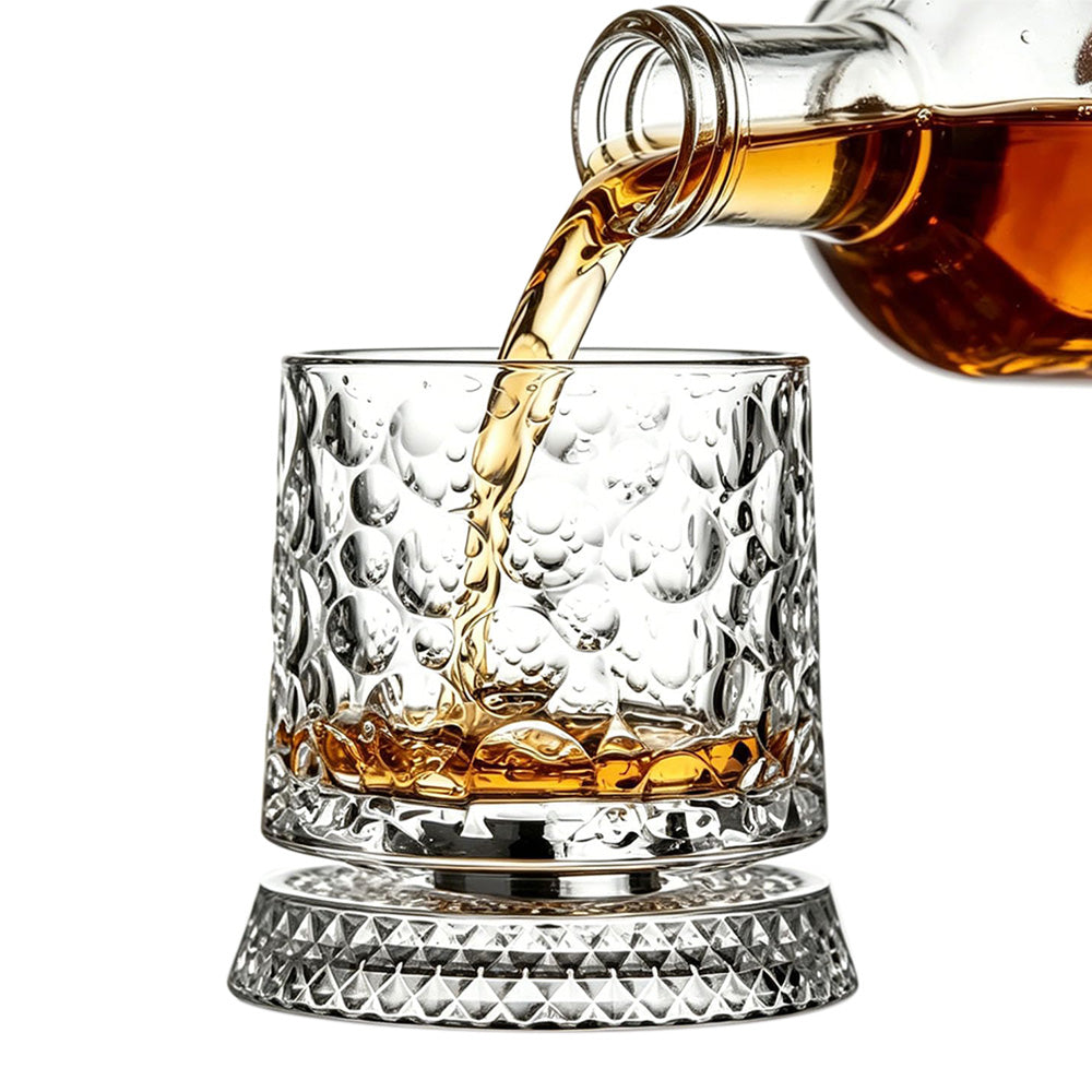 270ml Rotating Whiskey Glass Transparent Glass- Bubble Style