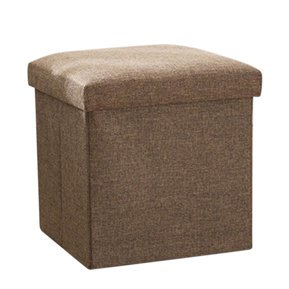 Foldable Storage Ottoman Shoe Bench with Thick Foam Lid - Coffee