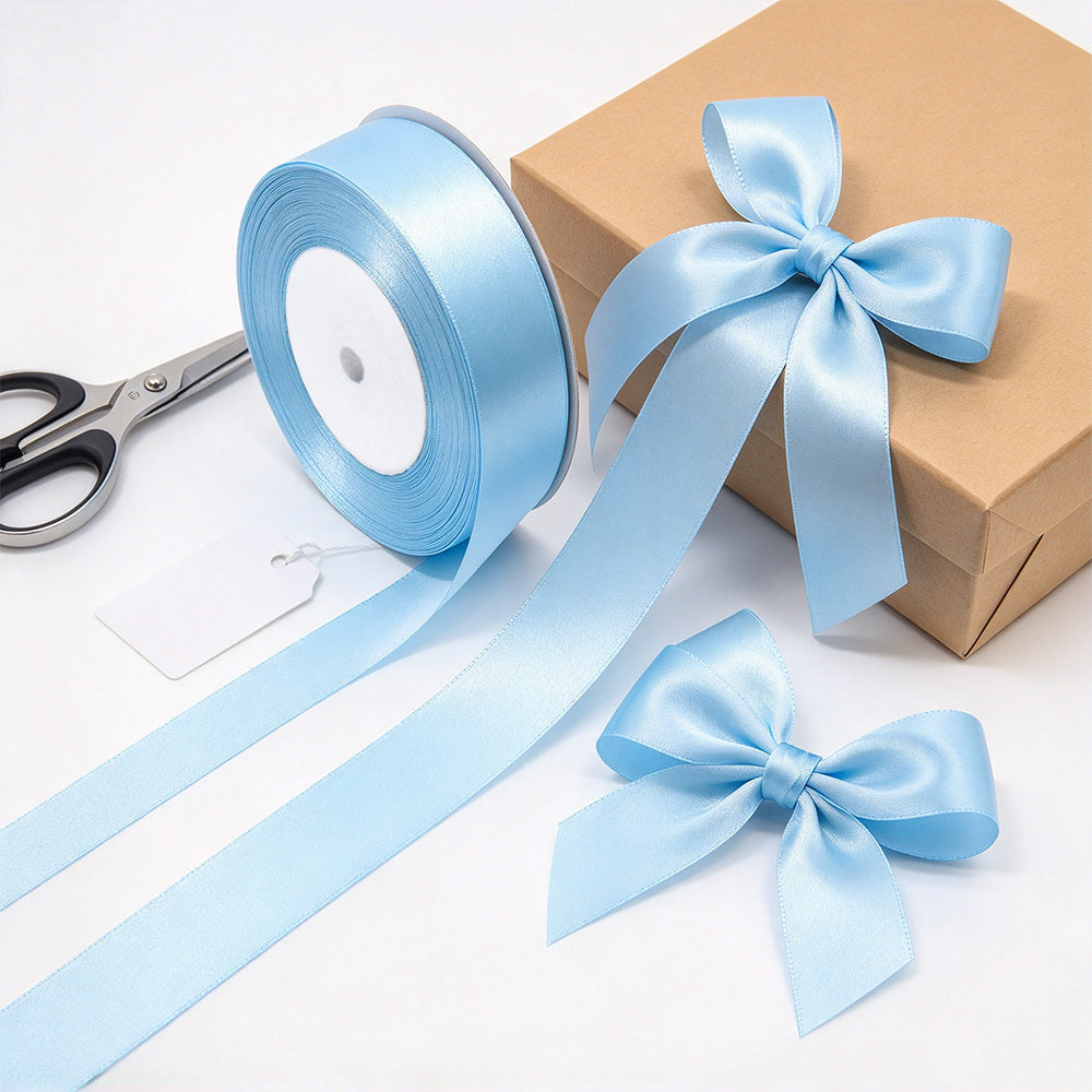22m Double Sided Polyester Satin Ribbon for Christmas Gift Wrapping