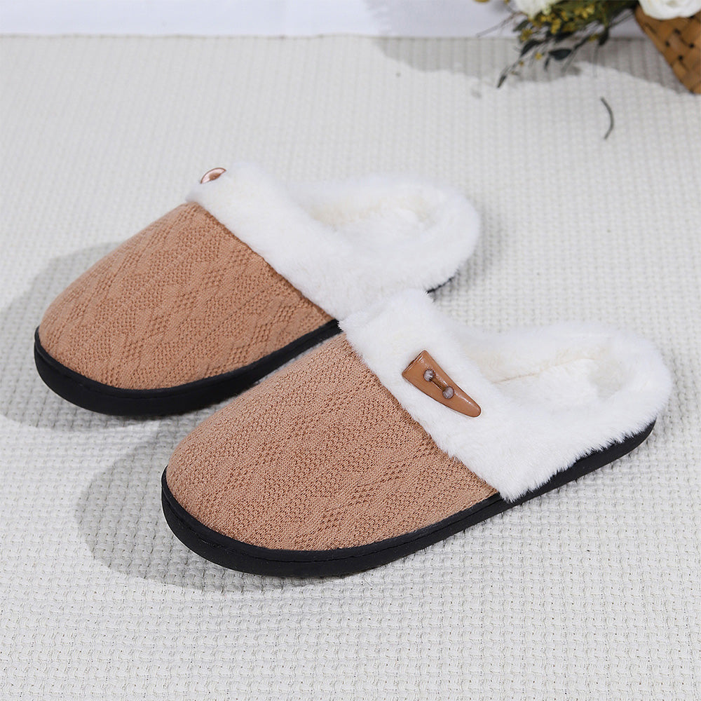 Indoor Non Slip Fuzzy Slippers-Khaki