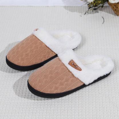 Indoor Non Slip Fuzzy Slippers-Khaki