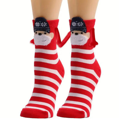3 Pairs of Christmas Hands Holding Socks with Magnetic Hands for Couples Bestie Style 1
