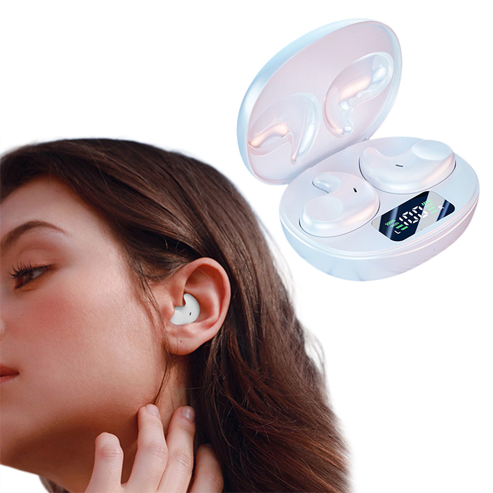 Invisible Wireless Earbuds with Bluetooth 5.3 Headphones for Sports Fitness Workout White