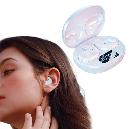 Invisible Wireless Earbuds with Bluetooth 5.3 Headphones for Sports Fitness Workout White