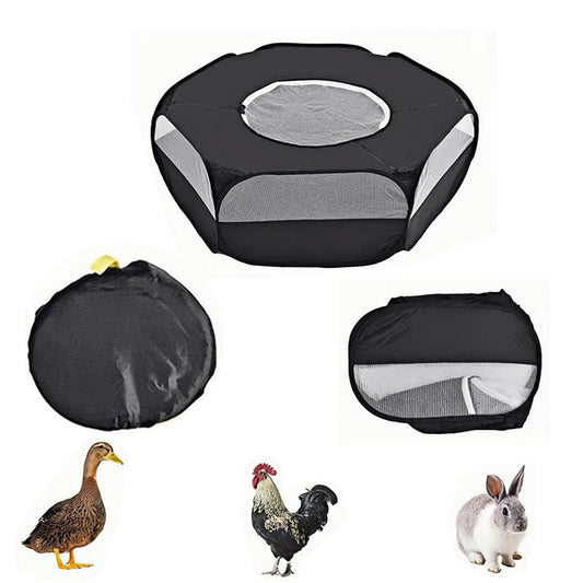 Portable Pop-Up Small Animal Playpen Foldable Pet Tent for Chick Hamster Rabbit Black